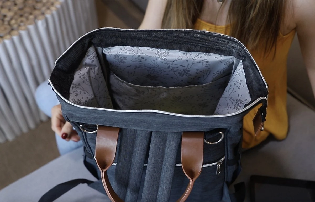 Periwinkle - Luiertassen - Waterproof Baby Verzorgingstas - Baby Rugzak - Luiertas - Verzorgingstas - Linnen - Bordeaux - Afbeelding 16