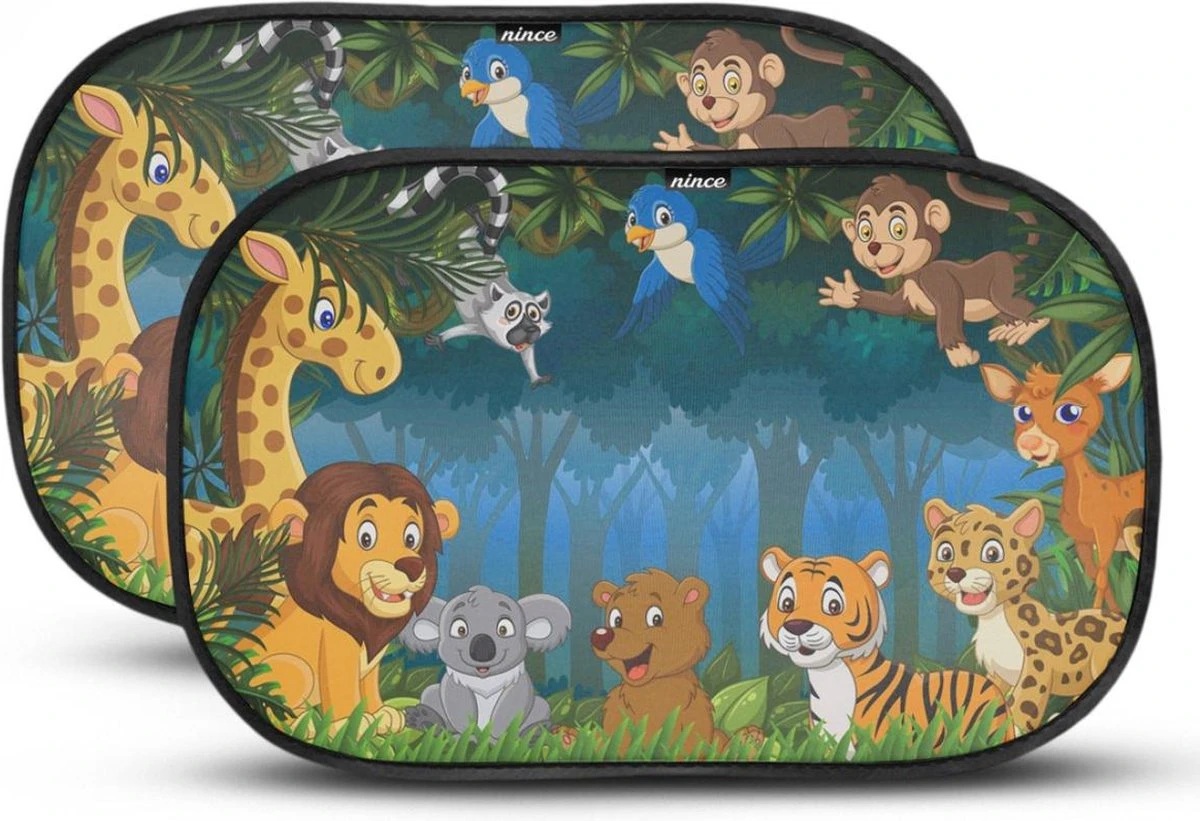 Nince Zonnescherm Auto Zijraam Van Hoge Kwaliteit - Jungle - Set Van 2