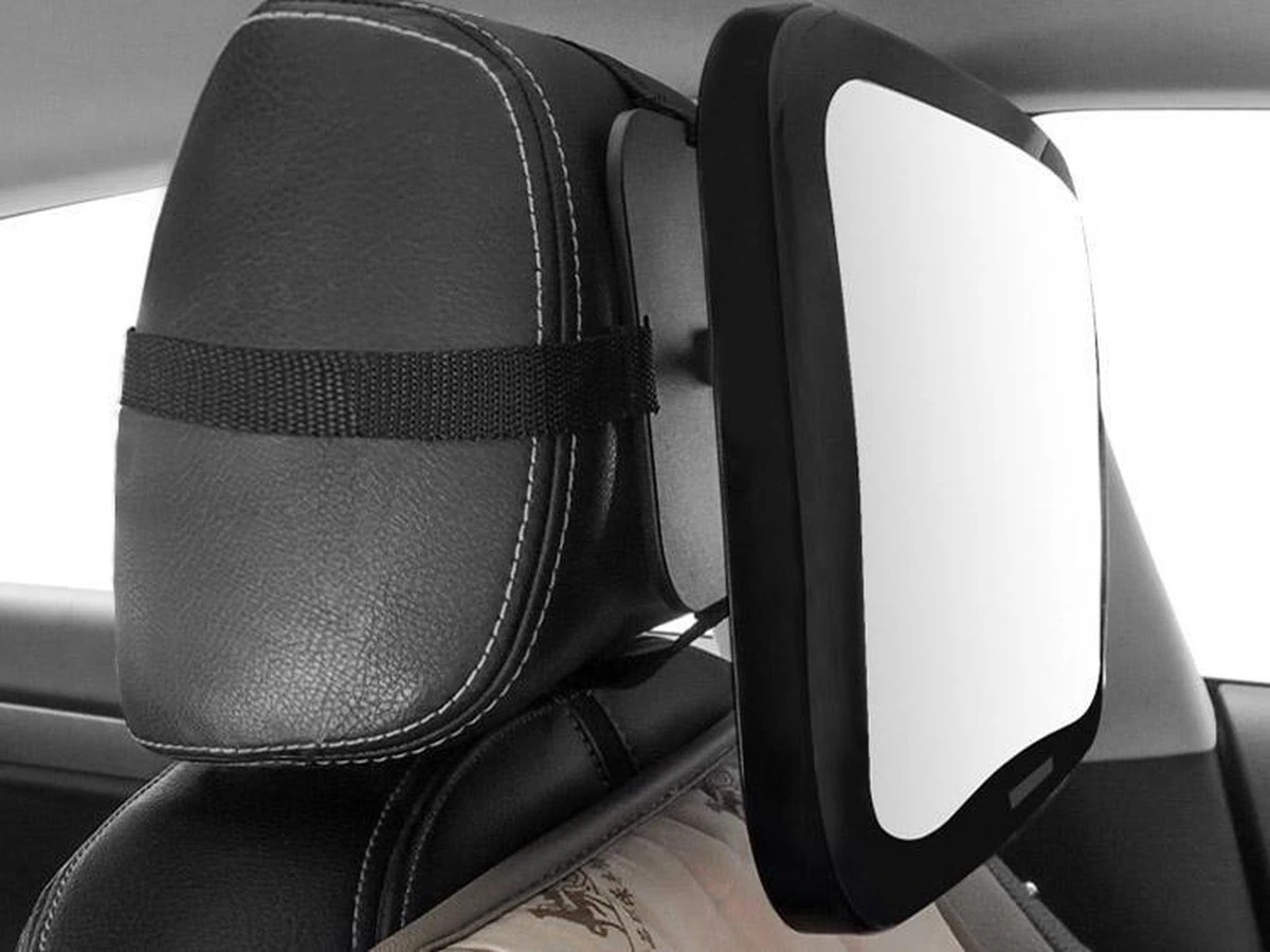 Merkloos Autospiegel Baby - Verstelbare Spiegel Hoofdsteun Autostoel Achterbank - Veiligheidsspiegel - Baby En Kids - 19 X 30cm - 360 Graden Draaibaar - Zwart - Afbeelding 10