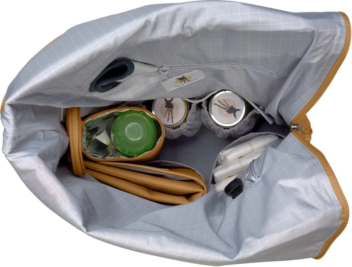 LÄSSIG Luiertas Rolltop Backpack Rugzak Incl Verschoningsmatje - Curry - Afbeelding 4