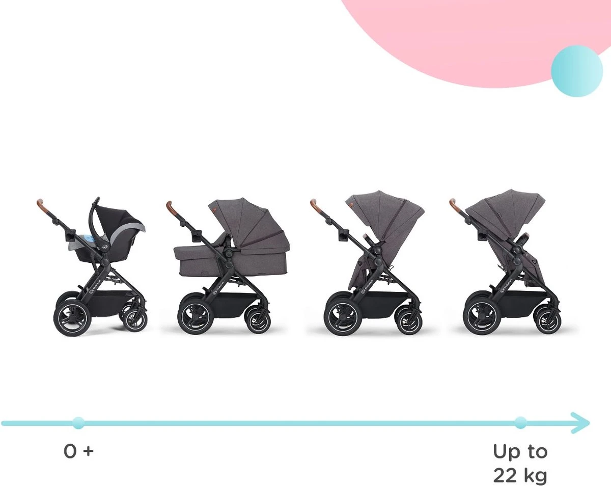 Kinderkraft B-Tour Ash Grey 3-in-1 Combi Kinderwagen Incl. Autostoel KSBTOU00DGR3000 - Afbeelding 19