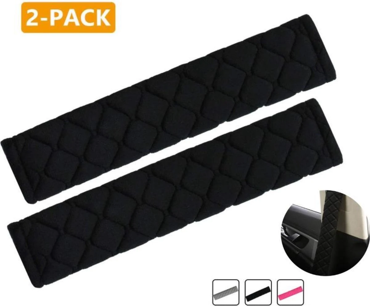 Merkloos Luxe Gordelhoes - Auto Gordelbeschermer - Gordelkussen - Zwart - 2 Stuks Gordelbeschermers