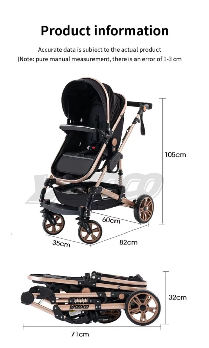 Merkloos Luxe Multi-functionele 3 In 1 Wandelwagen - Babywagen - Kwalitatieve Buggy - Opklapbare Kinderwagen - Licht En Flexibel - Afbeelding 2
