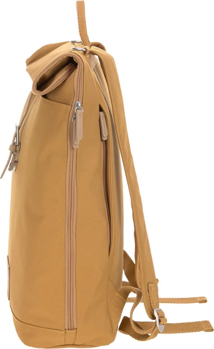 LÄSSIG Luiertas Rolltop Backpack Rugzak Incl Verschoningsmatje - Curry - Afbeelding 2