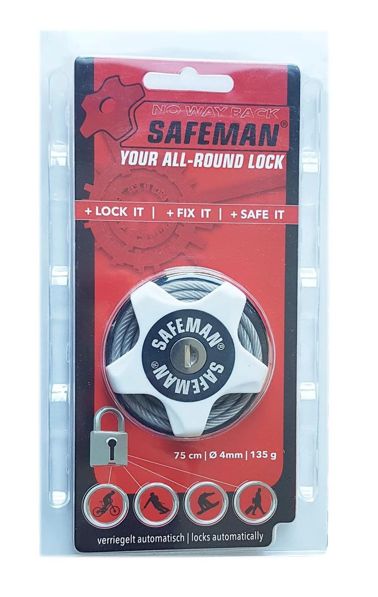 SAFEMAN - Kinderwagen Slot | Mountainbike & Racefiets | Compact & Multifunctioneel | Wit - Afbeelding 4