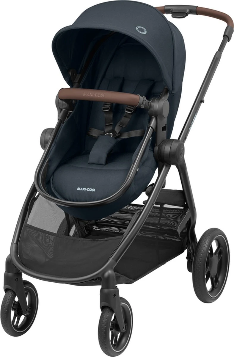 Maxi-Cosi Zelia³ Kinderwagen - Essential Graphite (zwart Frame + Bruin Leer)