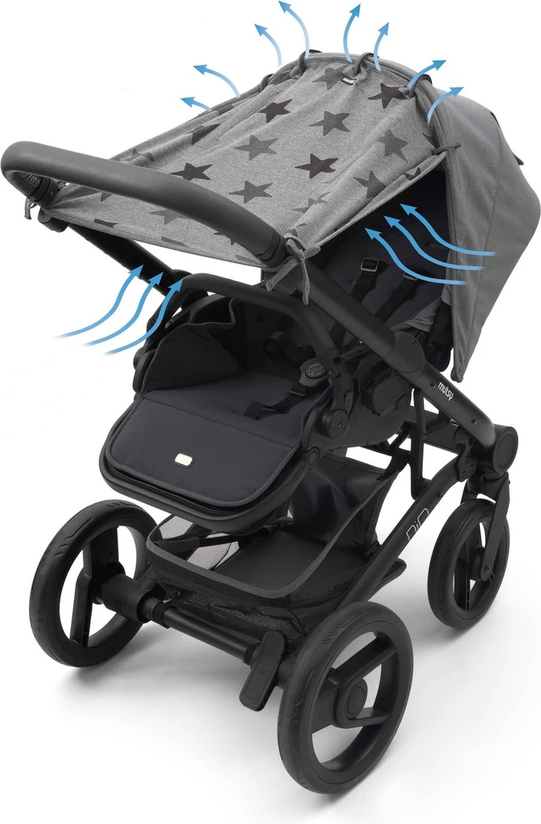 Dooky Universal Cover Zonnescherm Kinderwagen - Grey Stars - Afbeelding 4