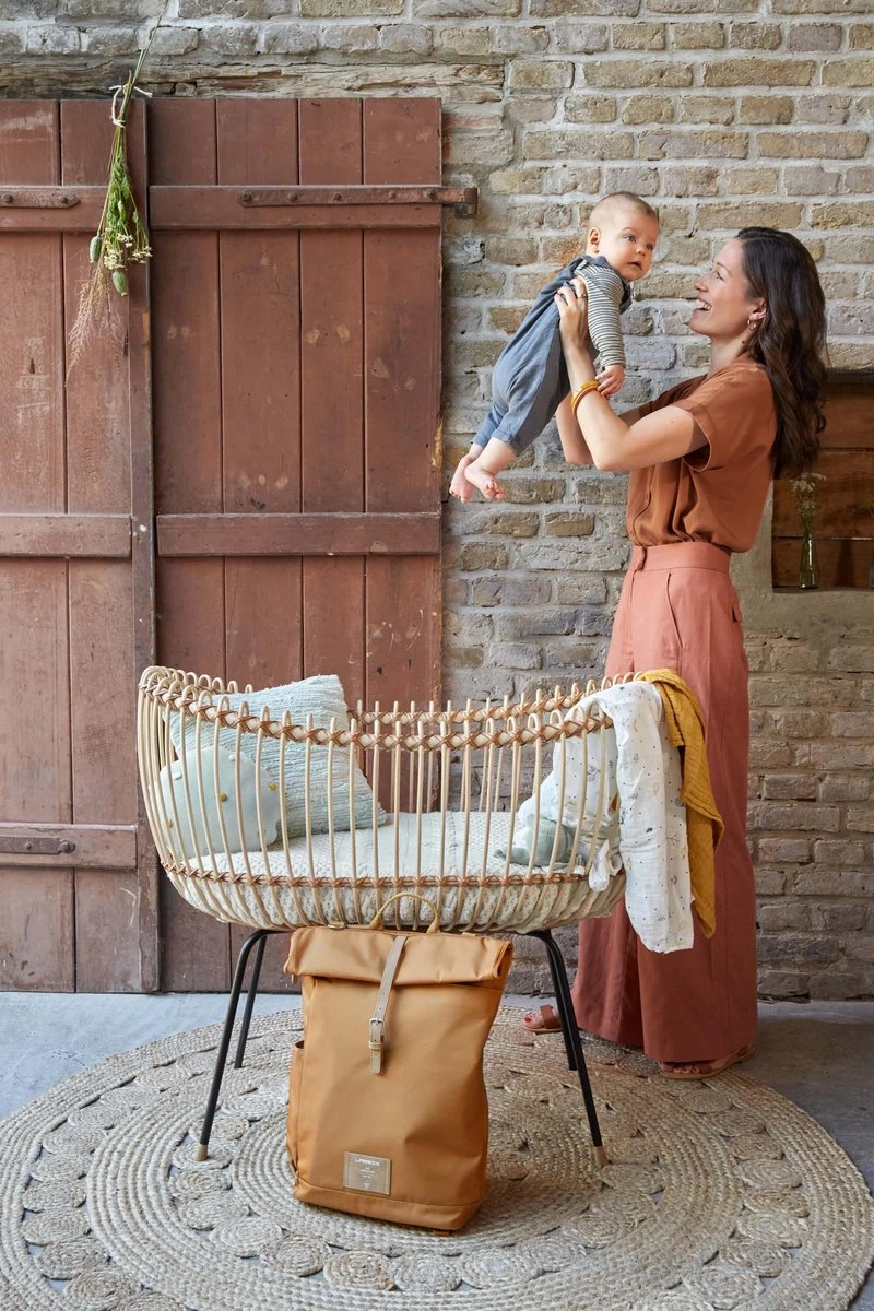 LÄSSIG Luiertas Rolltop Backpack Rugzak Incl Verschoningsmatje - Curry - Afbeelding 6