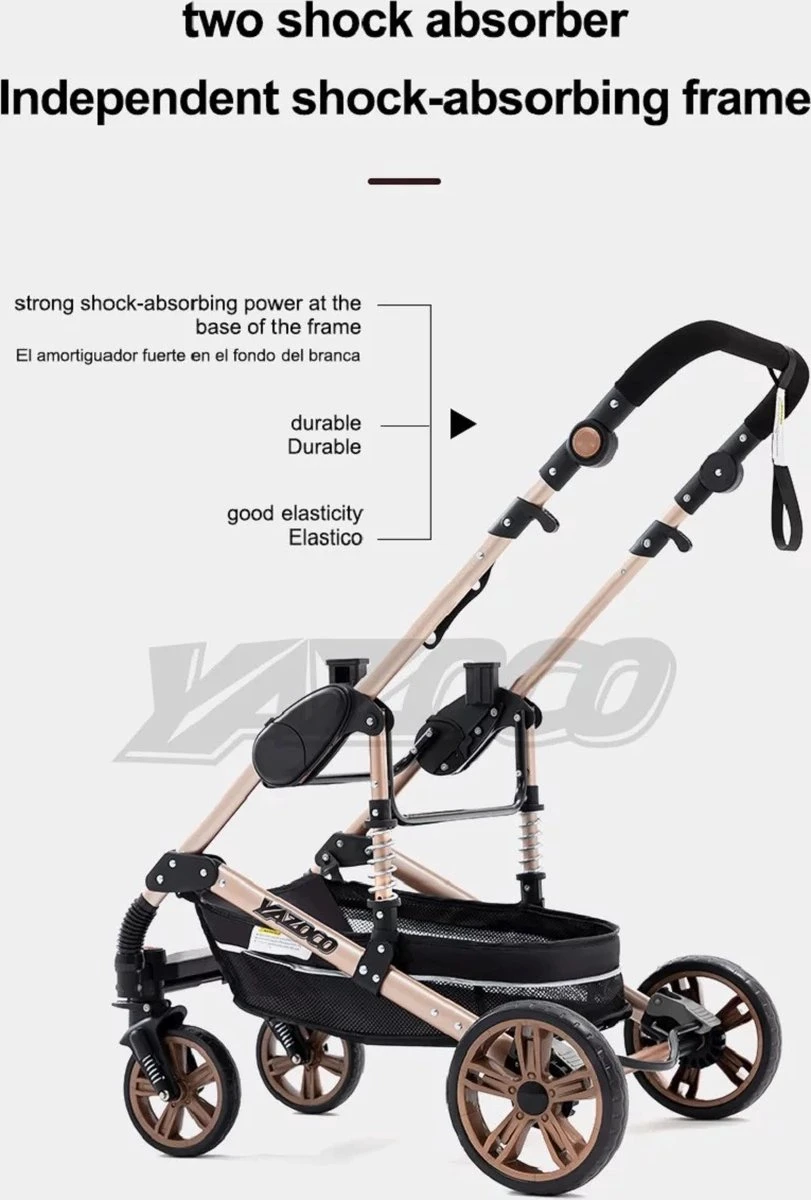 Merkloos Luxe Multi-functionele 3 In 1 Wandelwagen - Babywagen - Kwalitatieve Buggy - Opklapbare Kinderwagen - Licht En Flexibel - Afbeelding 4