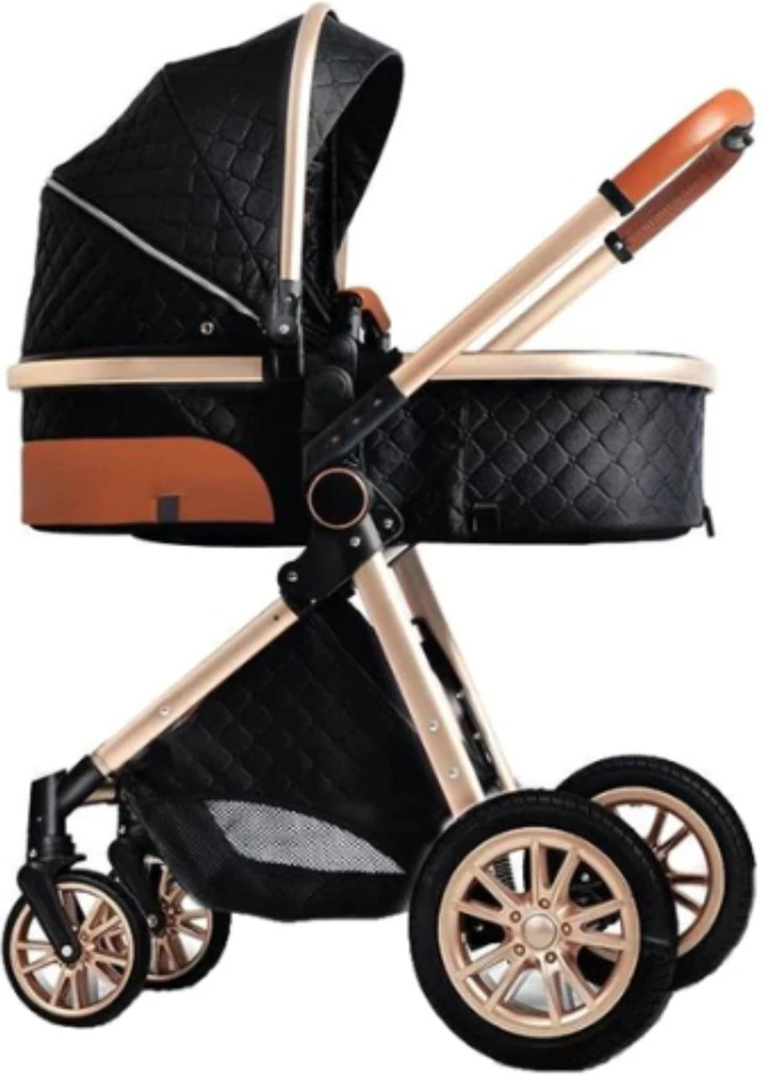 Merkloos Kinderwagen 3-in-1 – Luxe Kinderwagen - Buggy – Wandelwagen - Multifunctioneel – Opklapbaar – Incl. Autostoel – Zwart - Afbeelding 5