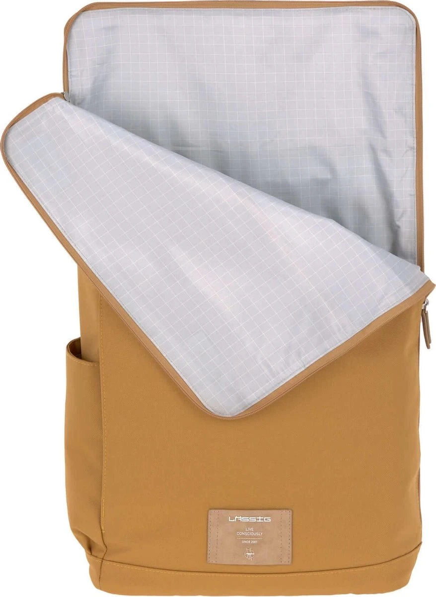 LÄSSIG Luiertas Rolltop Backpack Rugzak Incl Verschoningsmatje - Curry - Afbeelding 3