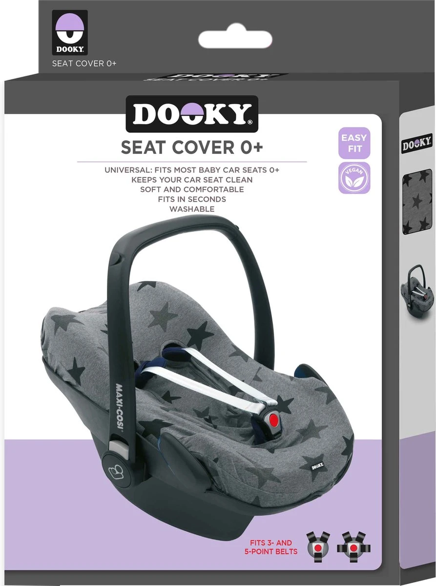 Dooky Seat Cover 0+ Autostoel Hoes - Grey Star - Afbeelding 5