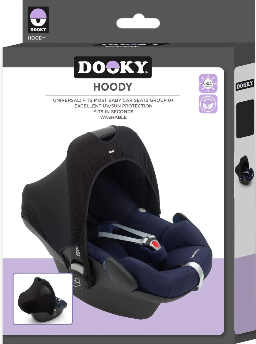 Dooky Hoody Autostoel Zonnekap - UV Werend - Black - Afbeelding 5