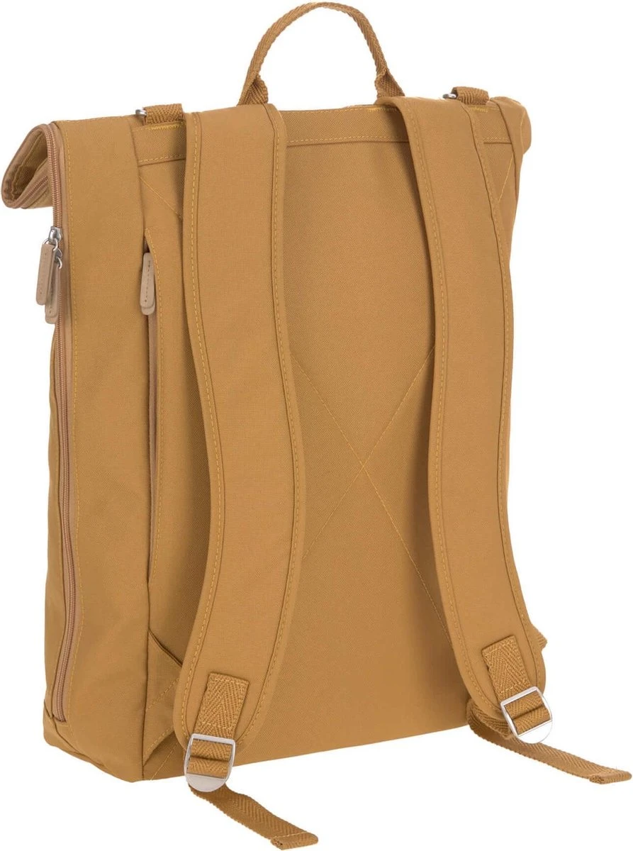 LÄSSIG Luiertas Rolltop Backpack Rugzak Incl Verschoningsmatje - Curry - Afbeelding 7