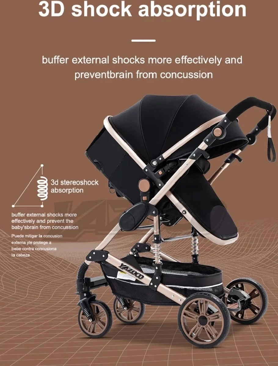 Merkloos Luxe Multi-functionele 3 In 1 Wandelwagen - Babywagen - Kwalitatieve Buggy - Opklapbare Kinderwagen - Licht En Flexibel - Afbeelding 6