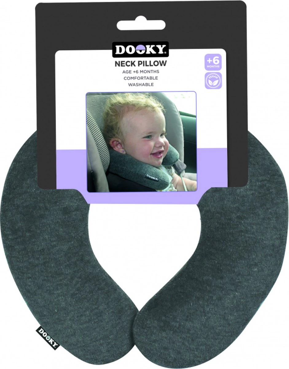 Dooky Neck Pillow Nekkussen Zacht Velours Grijs