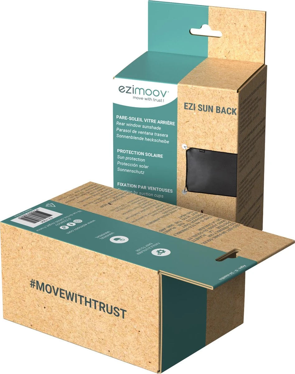 EZI SUN BACK - Zonnescherm Auto - Opvouwbaar - UV-beschermend - Achterruit - Autozonnescherm Achterruit - Afbeelding 4