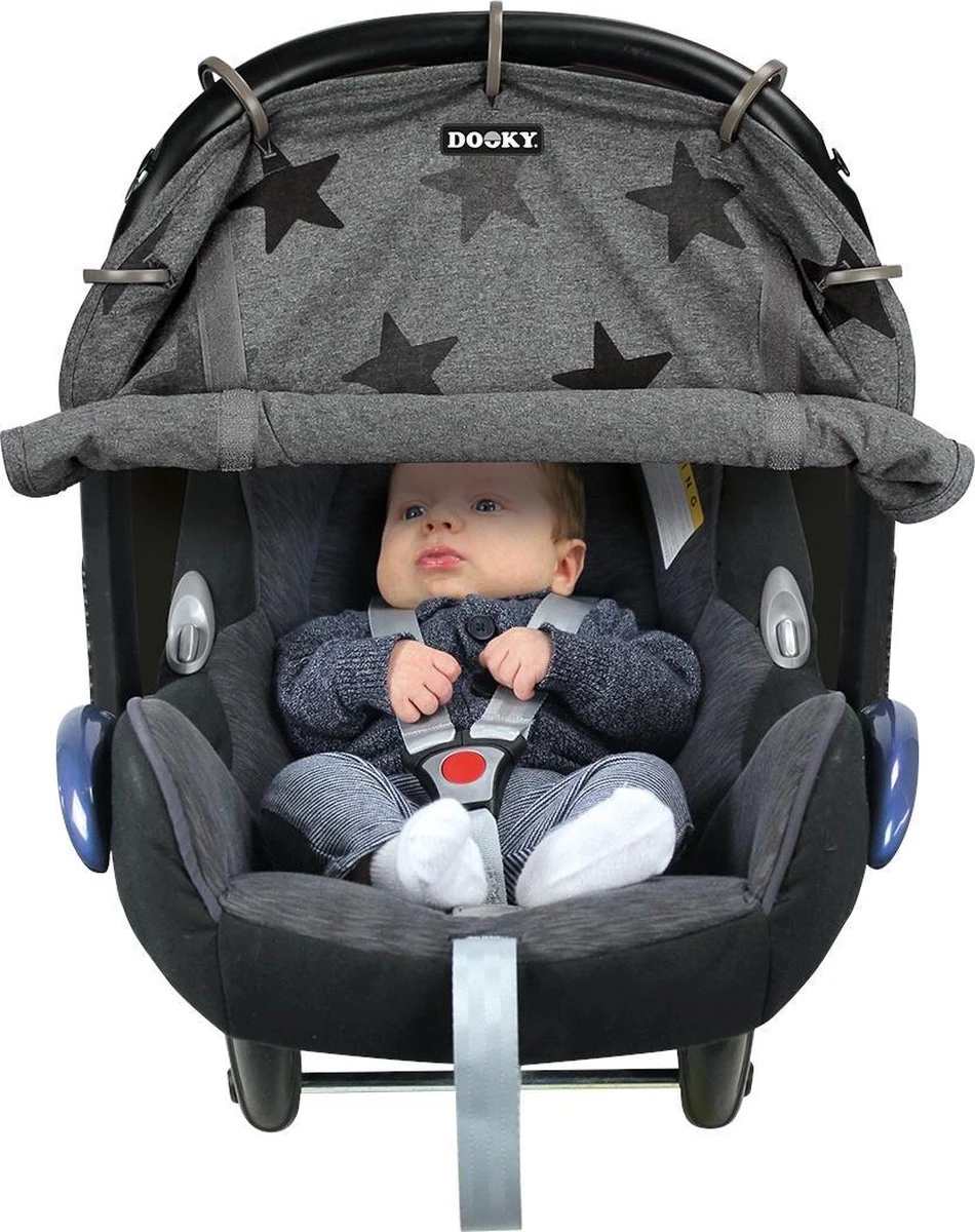 Dooky Universal Cover Zonnescherm Kinderwagen - Grey Stars - Afbeelding 8